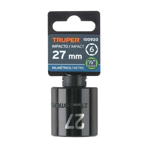 100920 - Dado de impacto de 27 mm, 6 puntas, cuadro 1/2", Truper