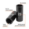 100922.1 100922 - Dado largo impacto de 23 mm, 6 puntas, cuadro 1/2", Truper