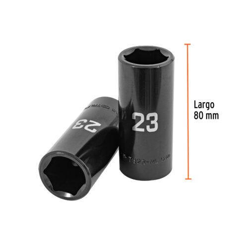 100922.2 100922 - Dado largo impacto de 23 mm, 6 puntas, cuadro 1/2", Truper