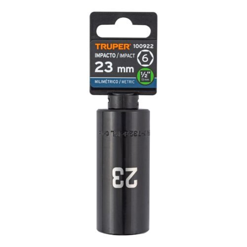100922.3 100922 - Dado largo impacto de 23 mm, 6 puntas, cuadro 1/2", Truper