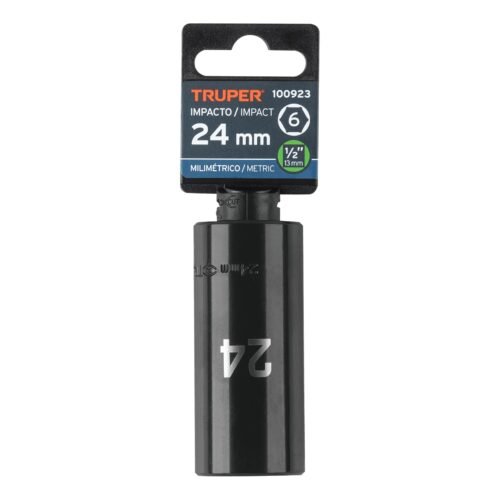 100923 - Dado largo impacto de 24 mm, 6 puntas, cuadro 1/2", Truper