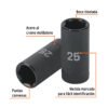 100924.1 100924 - Dado largo impacto de 25 mm, 6 puntas, cuadro 1/2", Truper