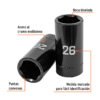100925.1 100925 - Dado largo impacto de 26 mm, 6 puntas, cuadro 1/2", Truper