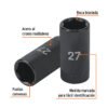 100926.1 100926 - Dado largo impacto de 27 mm, 6 puntas, cuadro 1/2", Truper