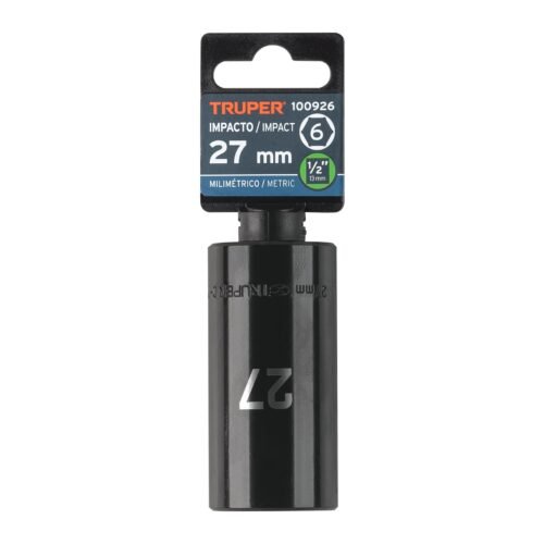 100926.3 100926 - Dado largo impacto de 27 mm, 6 puntas, cuadro 1/2", Truper