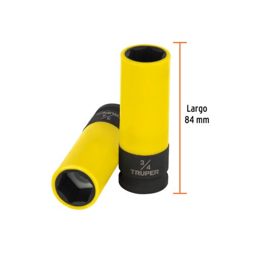 100927 - Dado largo impacto prot. plást. 3/4", 6 puntas, cuadro 1/2"