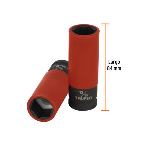 100928 - Dado largo impacto prot. plást. 13/16", 6 puntas,cuadro 1/2"