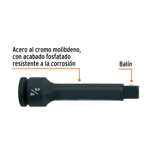 100951.1 100951 - Extensión de impacto con cuadro de 3/4", largo 7", Truper