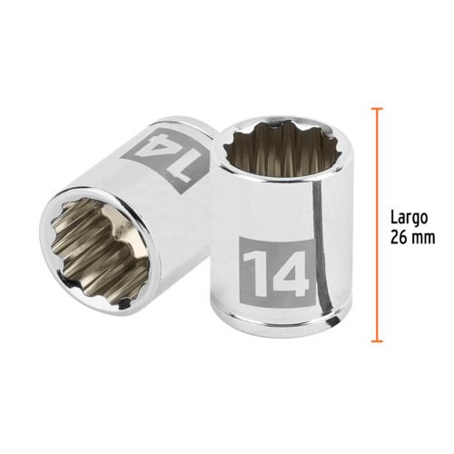 100953.2 100953 - Dado de 14 mm, 12 puntas, cuadro 1/4", Truper