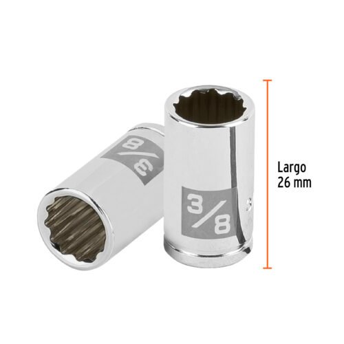 100961 - Dado de 3/8", 12 puntas, cuadro 1/4", Truper