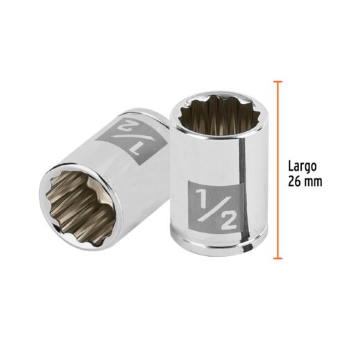 100964.2 100964 - Dado de 1/2", 12 puntas, cuadro 1/4", Truper