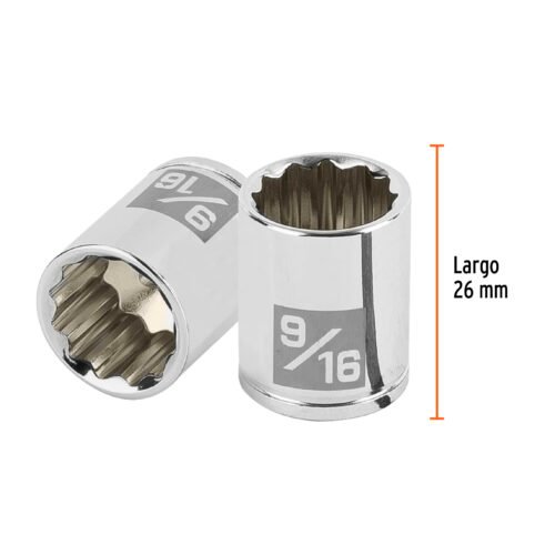 100965 - Dado de 9/16", 12 puntas, cuadro 1/4", Truper