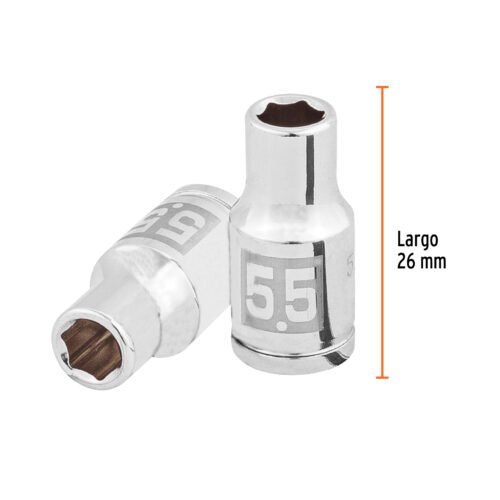 100966.2 100966 - Dado de 5.5 mm, 6 puntas, cuadro 1/4", Truper