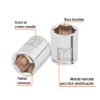 100967 - Dado de 14 mm, 6 puntas, cuadro 1/4", Truper