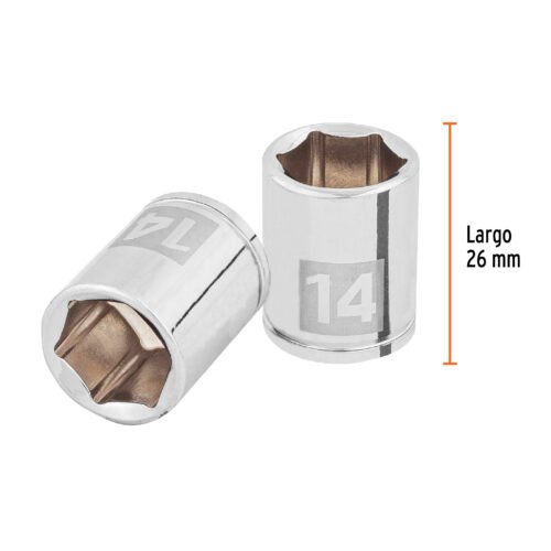 100967 - Dado de 14 mm, 6 puntas, cuadro 1/4", Truper