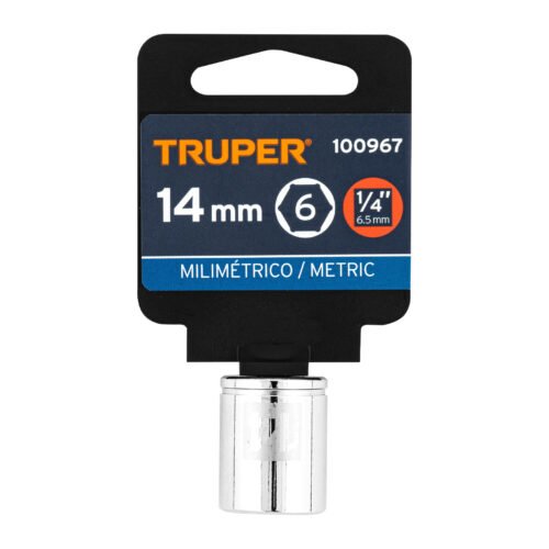 100967 - Dado de 14 mm, 6 puntas, cuadro 1/4", Truper