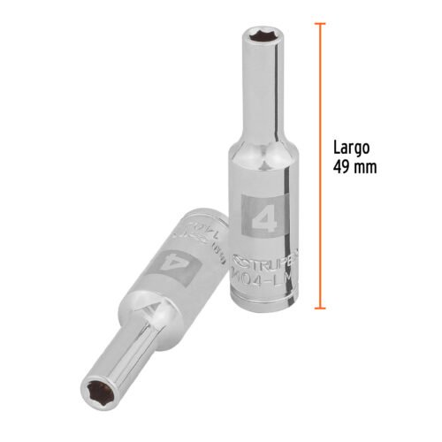 100968 - Dado largo de 4 mm, 6 puntas, cuadro 1/4", Truper