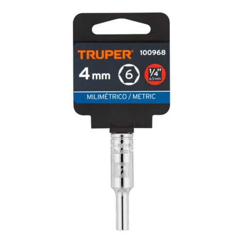 100968 - Dado largo de 4 mm, 6 puntas, cuadro 1/4", Truper
