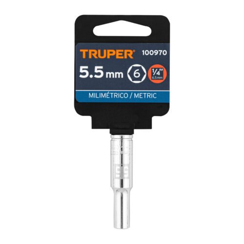 100970.3 100970 - Dado largo de 5.5 mm, 6 puntas, cuadro 1/4", Truper