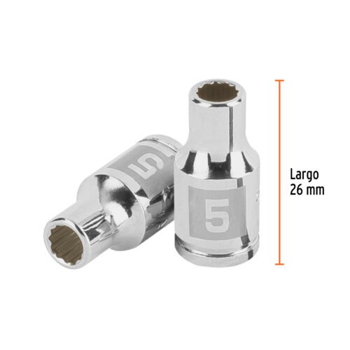 100974 - Dado de 5 mm, 12 puntas, cuadro 1/4", Truper