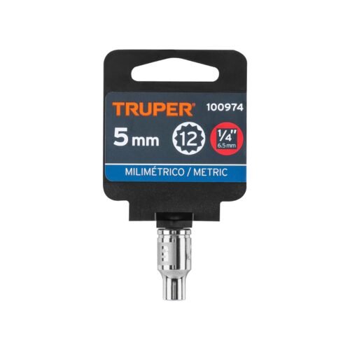 100974 - Dado de 5 mm, 12 puntas, cuadro 1/4", Truper