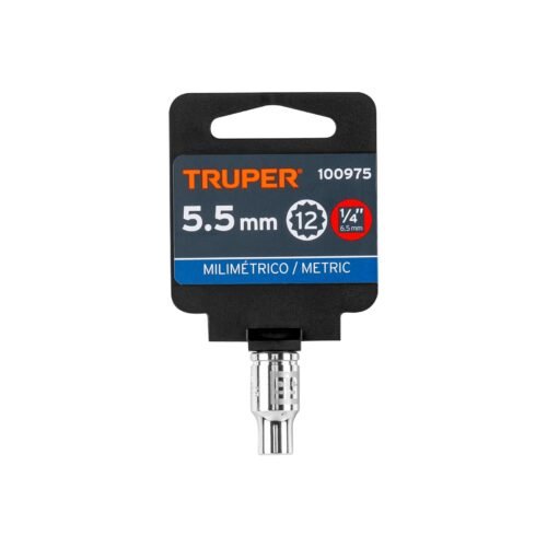 100975 - Dado de 5.5 mm, 12 puntas, cuadro 1/4", Truper