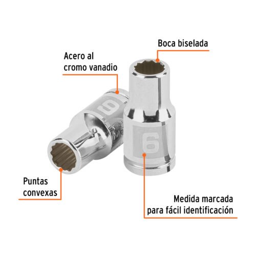 100978.1 100978 - Dado de 6 mm, 12 puntas, cuadro 1/4", Truper