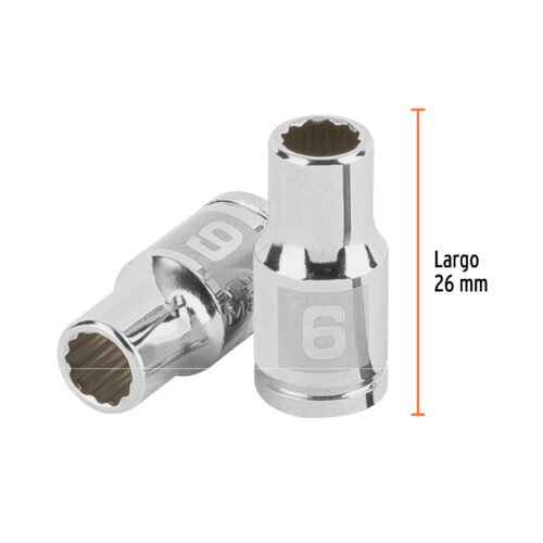 100978.2 100978 - Dado de 6 mm, 12 puntas, cuadro 1/4", Truper