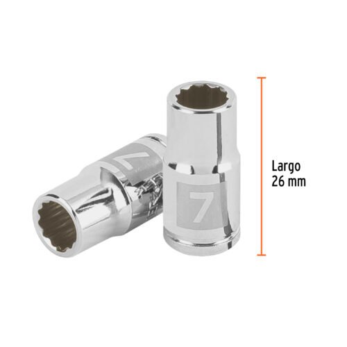 100979 - Dado de 7 mm, 12 puntas, cuadro 1/4", Truper