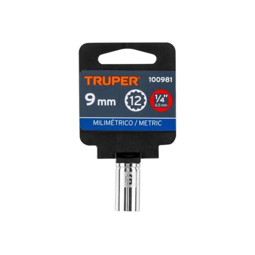 100981 - Dado de 9 mm, 12 puntas, cuadro 1/4", Truper