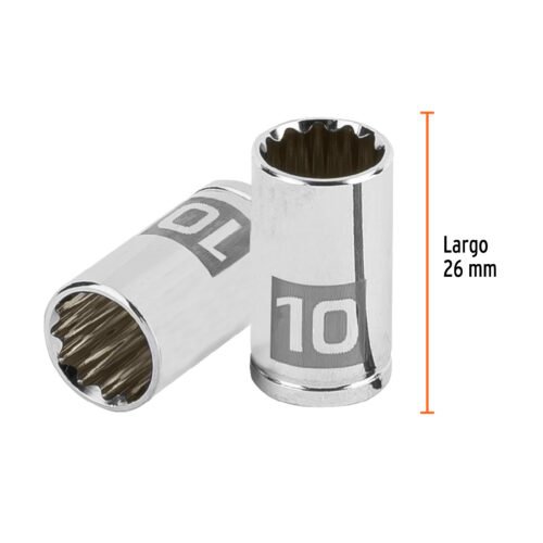 100982.2 100982 - Dado de 10 mm, 12 puntas, cuadro 1/4", Truper