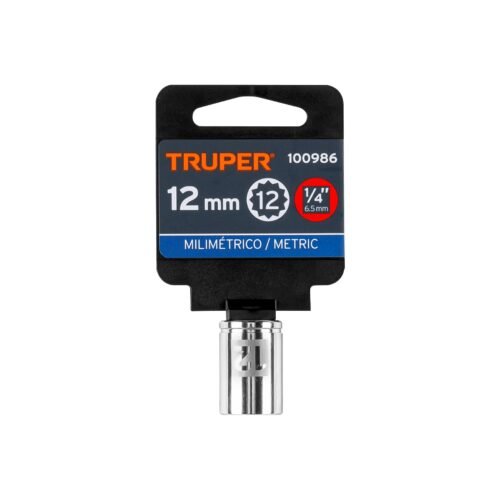 100986 - Dado de 12 mm, 12 puntas, cuadro 1/4", Truper