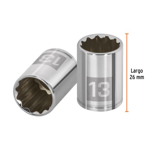 100987 - Dado de 13 mm, 12 puntas, cuadro 1/4", Truper