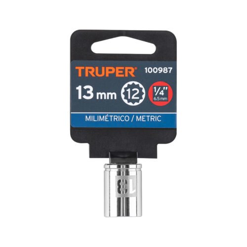 100987 - Dado de 13 mm, 12 puntas, cuadro 1/4", Truper