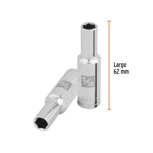 100990 - Dado largo de 5/16", 6 puntas, cuadro 3/8", Truper