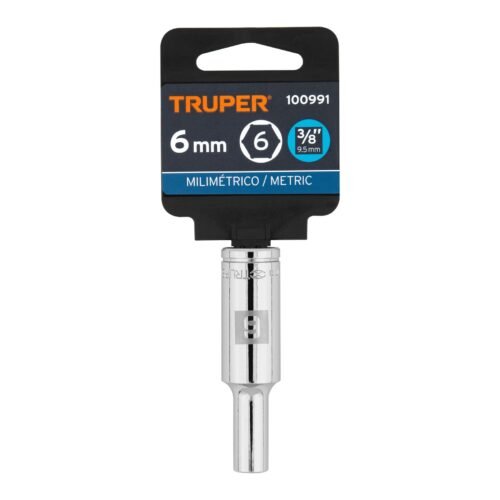 100991.3 100991 - Dado largo de 6 mm, 6 puntas, cuadro 3/8", Truper