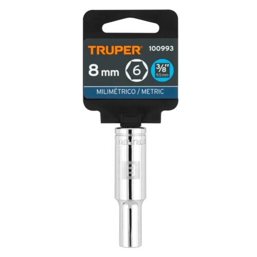 100993 - Dado largo de 8 mm, 6 puntas, cuadro 3/8", Truper