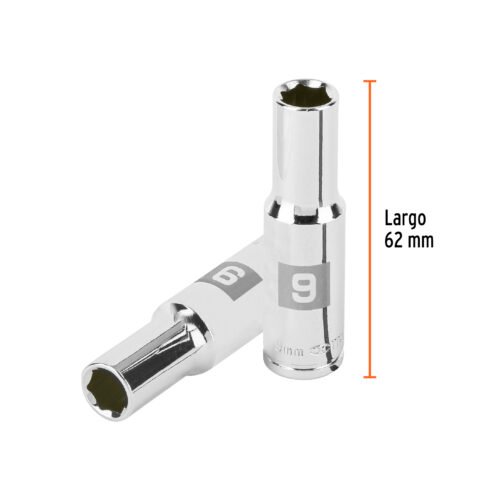 100994.2 100994 - Dado largo de 9 mm, 6 puntas, cuadro 3/8", Truper