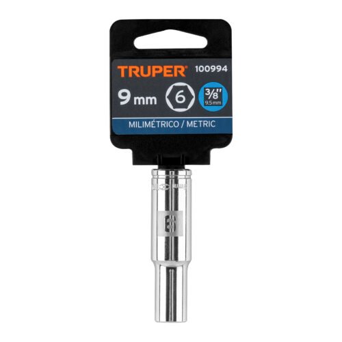 100994.3 100994 - Dado largo de 9 mm, 6 puntas, cuadro 3/8", Truper