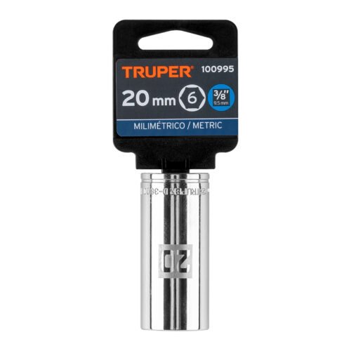 100995 - Dado largo de 20 mm, 6 puntas, cuadro 3/8", Truper