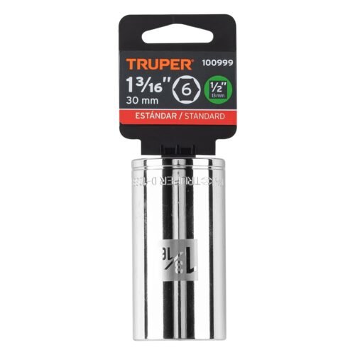 100999 - Dado largo de 1-3/16", 6 puntas, cuadro 1/2", Truper