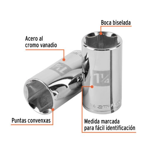 101000.1 101000 - Dado largo de 1-1/4", 6 puntas, cuadro 1/2", Truper