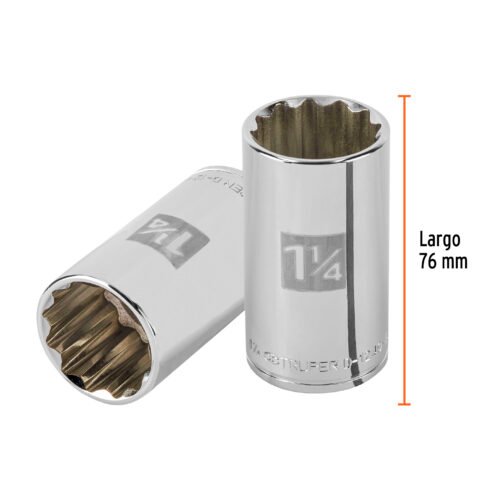 101005 - Dado largo de 1-1/4" 12 puntas, cuadro 1/2", Truper