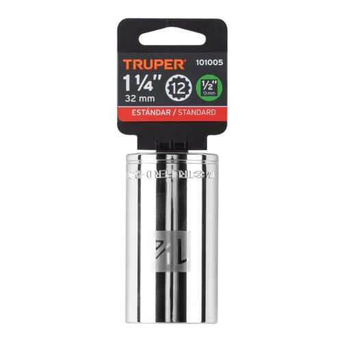 101005 - Dado largo de 1-1/4" 12 puntas, cuadro 1/2", Truper