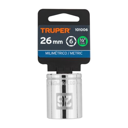 101006.3 101006 - Dado de 26 mm, 6 puntas, cuadro 1/2", Truper