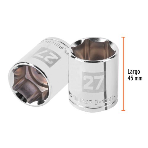 101007.2 101007 - Dado de 27 mm, 6 puntas, cuadro 1/2", Truper