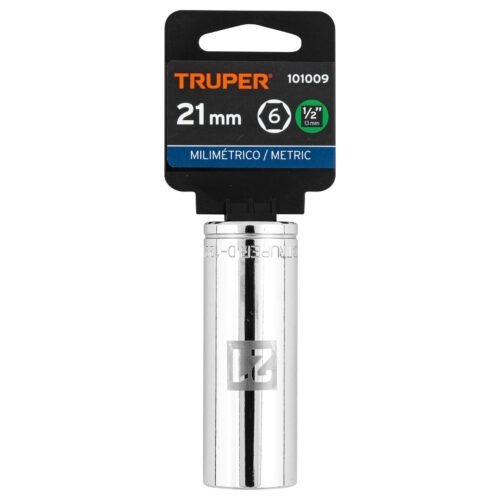 101009 - Dado largo de 21 mm, 6 puntas, cuadro 1/2", Truper