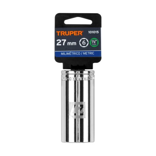 101015.3 101015 - Dado largo de 27 mm, 6 puntas, cuadro 1/2", Truper