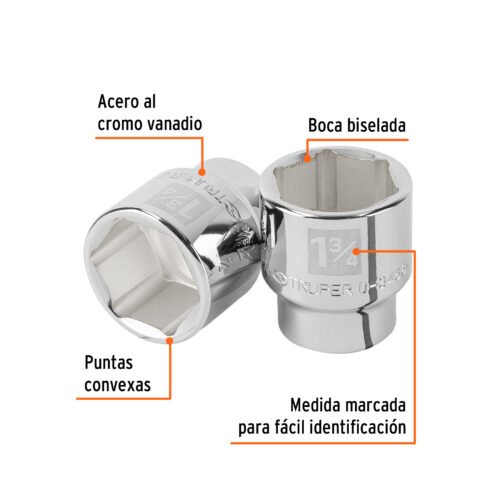 101018.1 101018 - Dado de 1-3/4", 6 puntas, cuadro 3/4", Truper