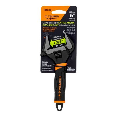 101033 - Llave ajustable (perico) 6" boca ancha Comfort Grip, Expert